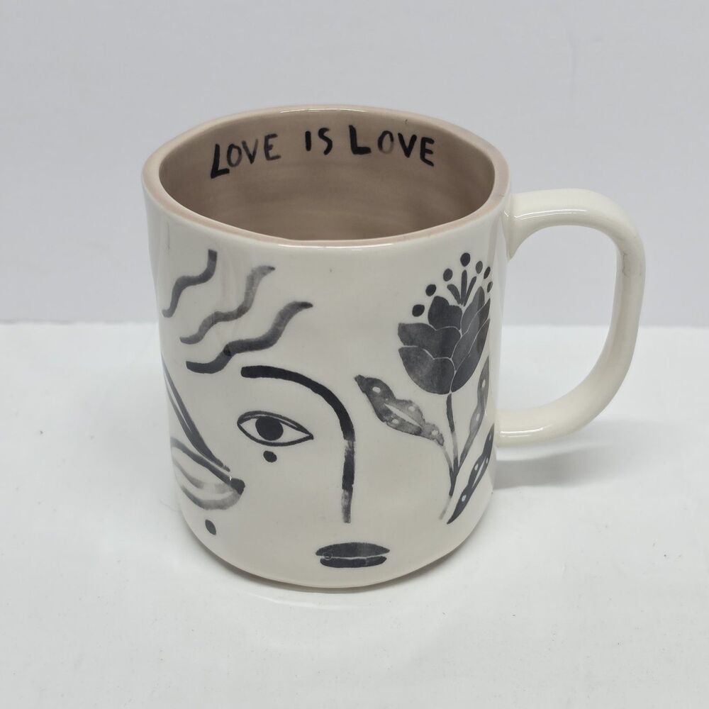 Anthropologie Hestia Mug In Beige Face Love To Love New Avant Garde